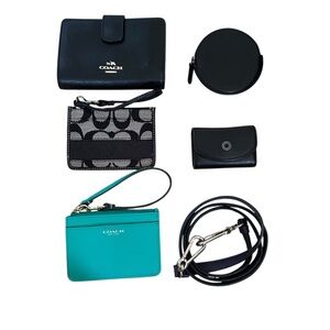 Coach Set ~ wallet, wristlet x 2, coin holder, contact lens holder, bag strap